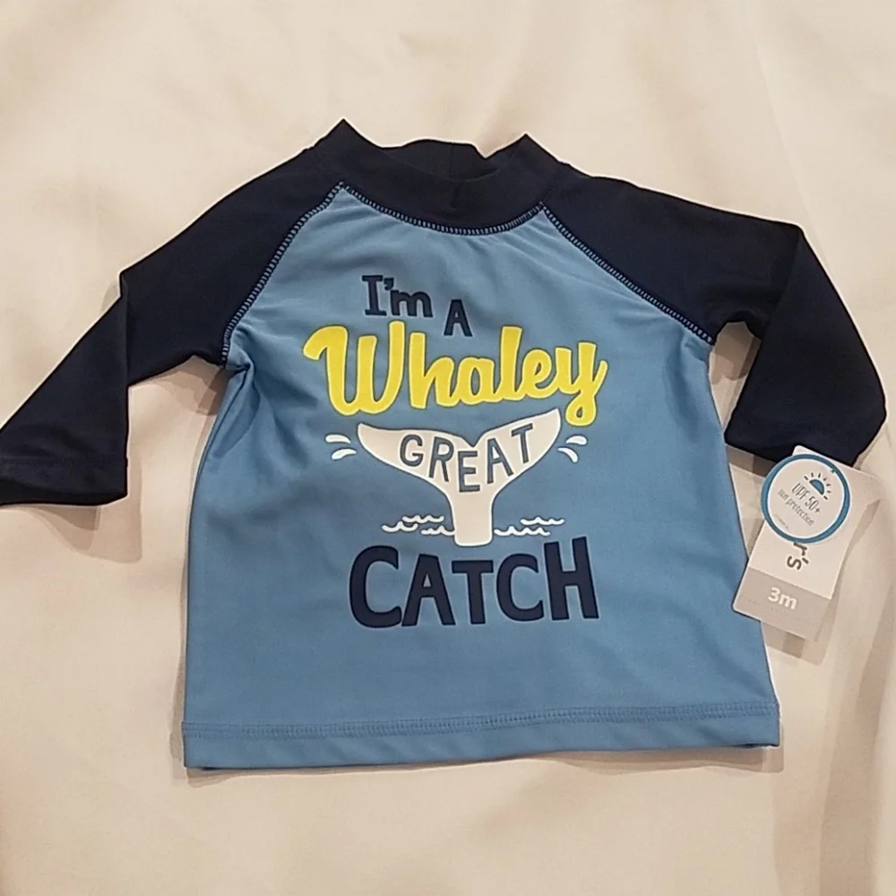Carter's Rashguard Swim Trunks Baby Boys 3 months Whale UPH 50+ Sun Protection